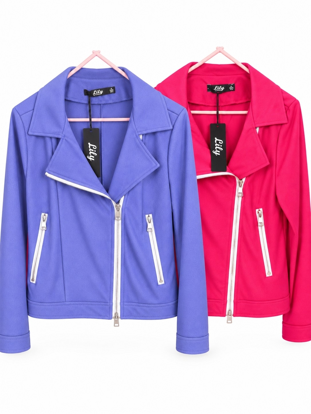 Lily Women's Moto Jackets Bundle - Lavender & Hot Pink